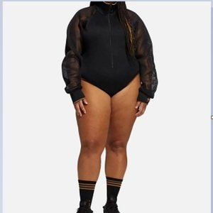 Adidas Originals Womens Ivy Park Mesh Long Sleeve Black Bodysuit Size 4X GS0398